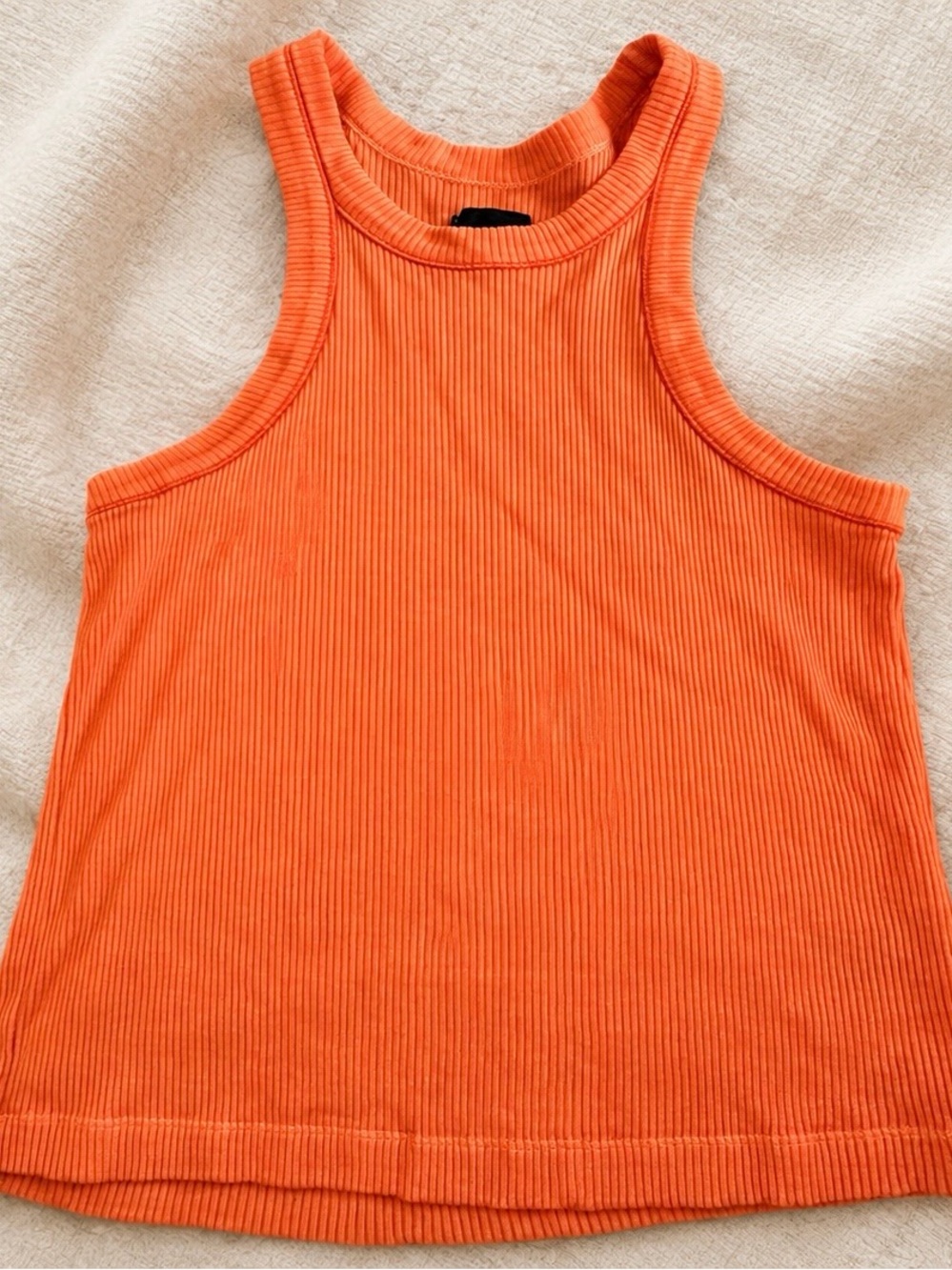 WSLY Ribbed Racerback Tank Top - Bright Orange
